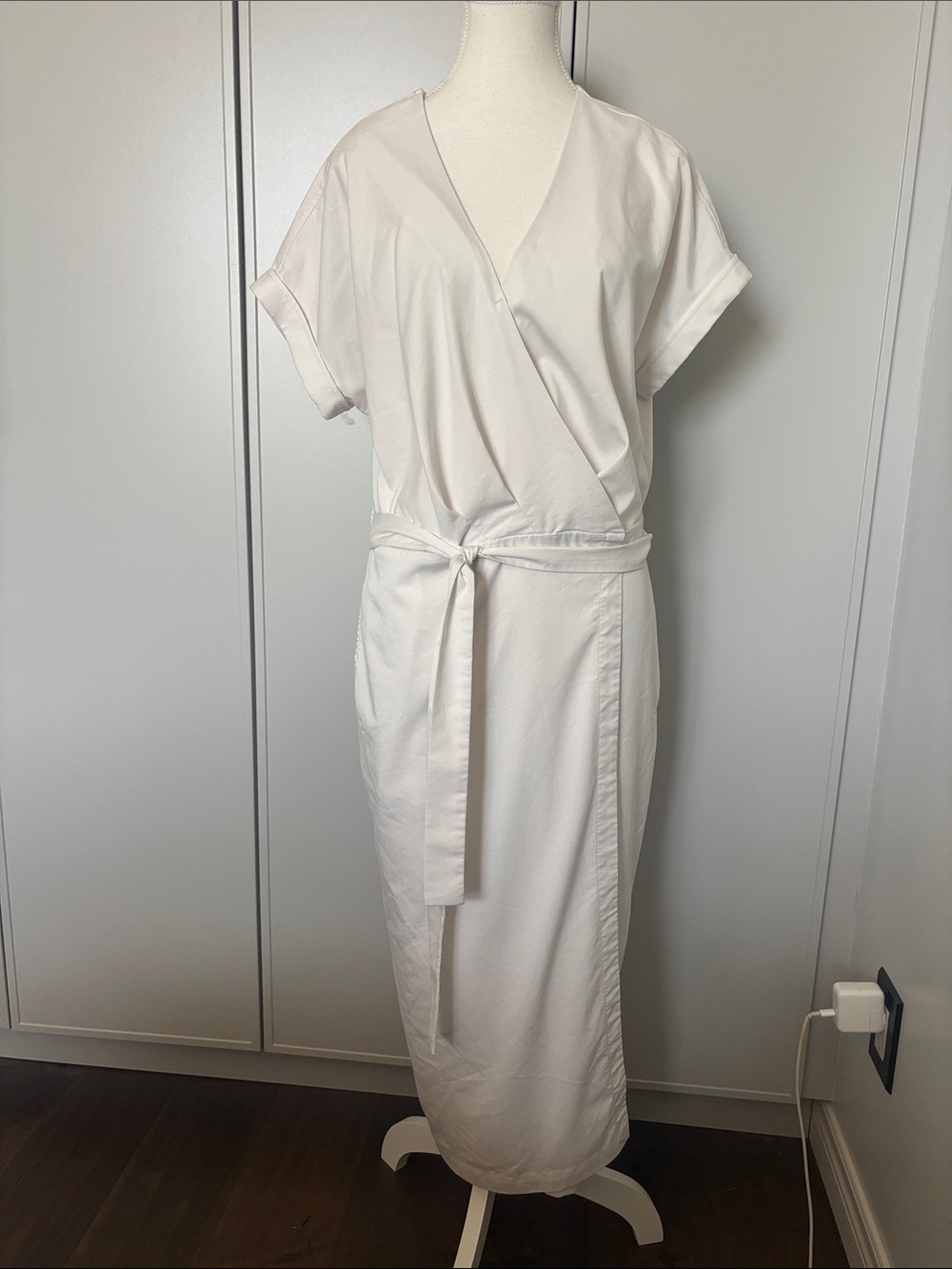 Kit and Ace White Wrap Maxi Dress with Waist Tie